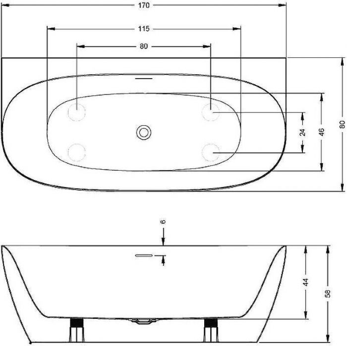 Акриловая ванна Riho Omega B2W 170x80 B094001005 без гидромассажа