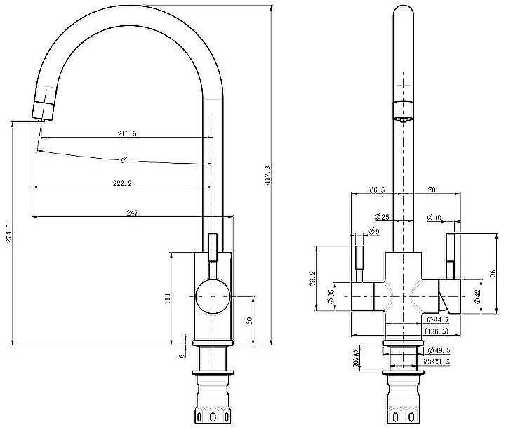 Смеситель для кухни Olive's Balear 13445BLB Черный матовый