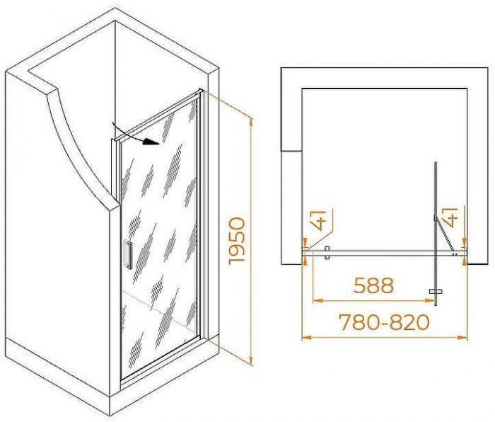 Душевая дверь RGW Stilvoll SV-05 80 70320508-151 профиль Хром стекло Ribbed
