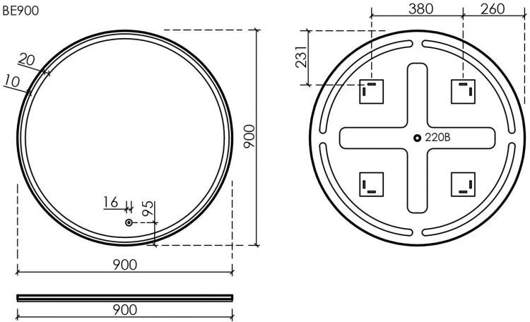 Зеркало SANCOS с подсветкой Bella 900 мм, BE900 Зеркало SANCOS с подсветкой Bella 900 мм, BE900