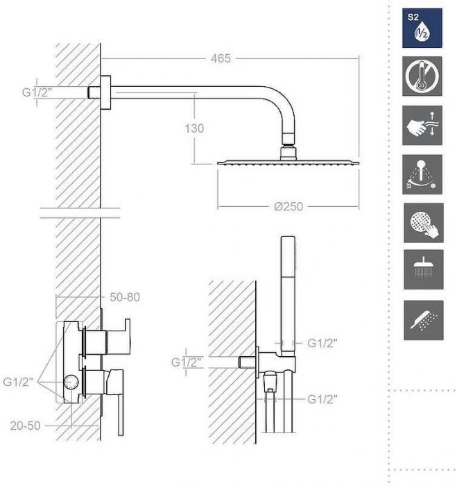 Душевая система Ramonsoler Drako K3315021 Хром