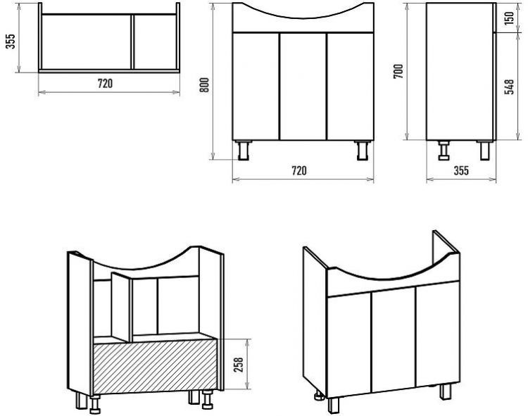 Тумба с раковиной Misty Изео 75 УТ000015763 Белая