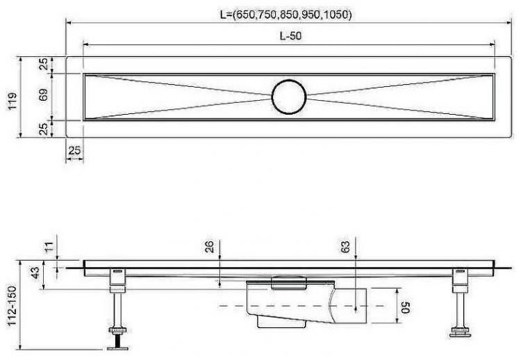 Душевой лоток Timo Drain System 80 DS230108/00 с решеткой Хром