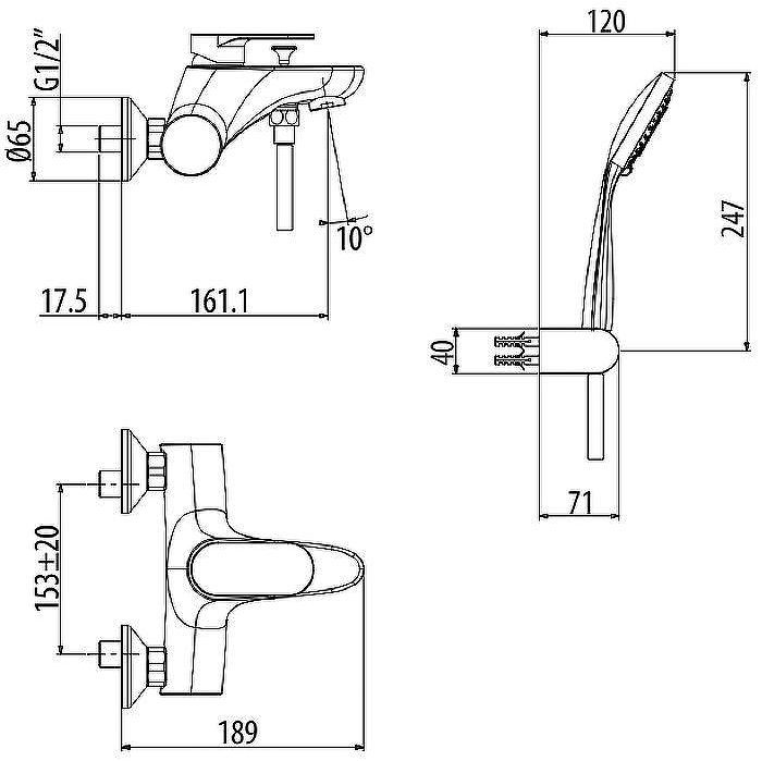 Смеситель для ванны Gattoni H2Omix7000 7000070NO Черный матовый Смеситель для ванны Gattoni H2Omix7000 7000070NO Черный матовый