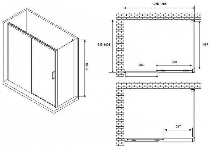 Душевой уголок Abber Komfort 130x100 AG93130B-S102B профиль Черный стекло прозрачное
