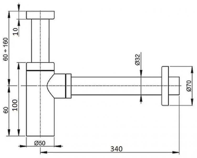 Сифон для раковины CeramaLux C-057W(GWBC-036) Белый глянцевый