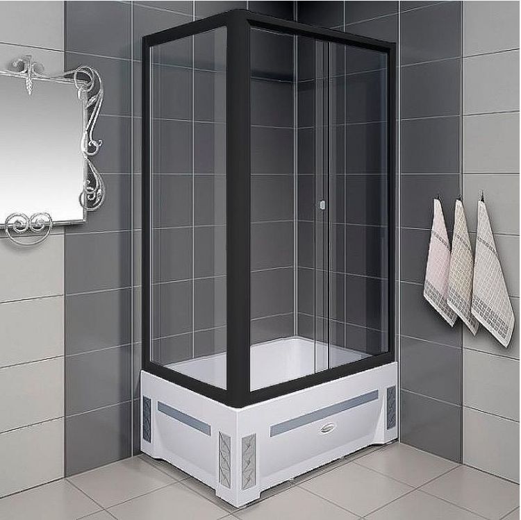 Душевой уголок Radomir Верчелли 120x80 R 1-03-6-2-0-0130 профиль Черный стекло прозрачное