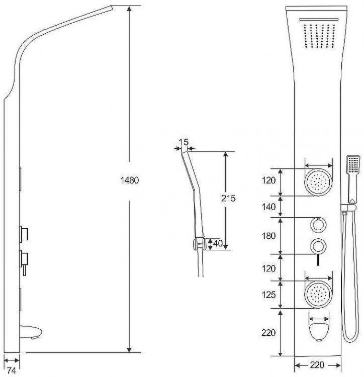 Душевая панель Ceruttispa Twin S CT9987 с гидромассажем Серебро Душевая панель Ceruttispa Twin S CT9987 с гидромассажем Серебро