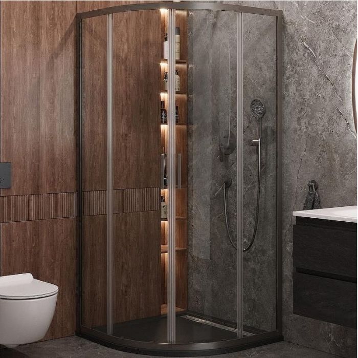 Душевой уголок Cezares Molveno 90x90 MOLVENO-R-2-90-C-GM-IV профиль Оружейная сталь стекло прозрачное