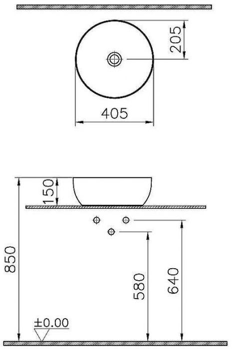 Раковина-чаша Vitra Outline Recycled 41 7992B066-0016 Матовый тауп