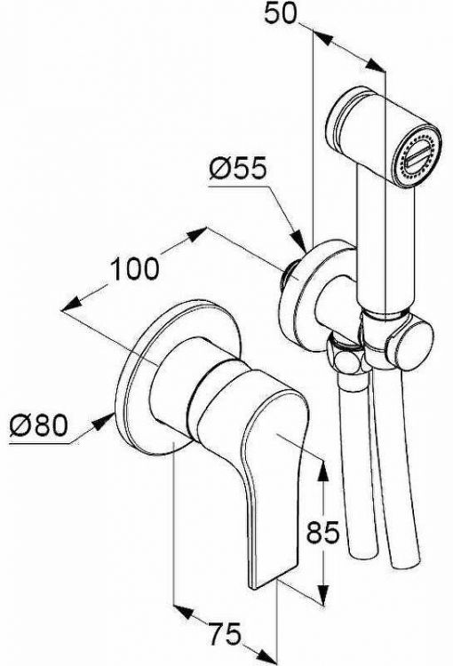 Гигиенический душ со смесителем Kludi Zenta SL 489980565 Хром