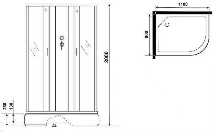 Душевая кабина Niagara Classic 110х90 L NG-33194-14LBK без гидромассажа