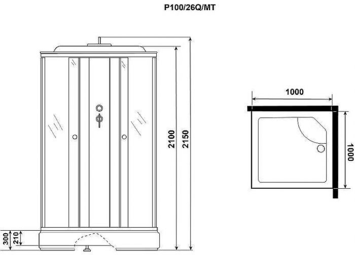 Душевая кабина Niagara Promo 100x100 P100/26Q/MT без гидромассажа