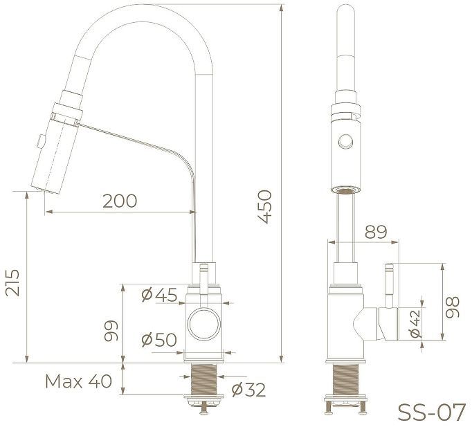 Смеситель для кухни Knotlor Streamline SS-07 цвет Матовая сталь Смеситель для кухни Knotlor Streamline SS-07 цвет Матовая сталь