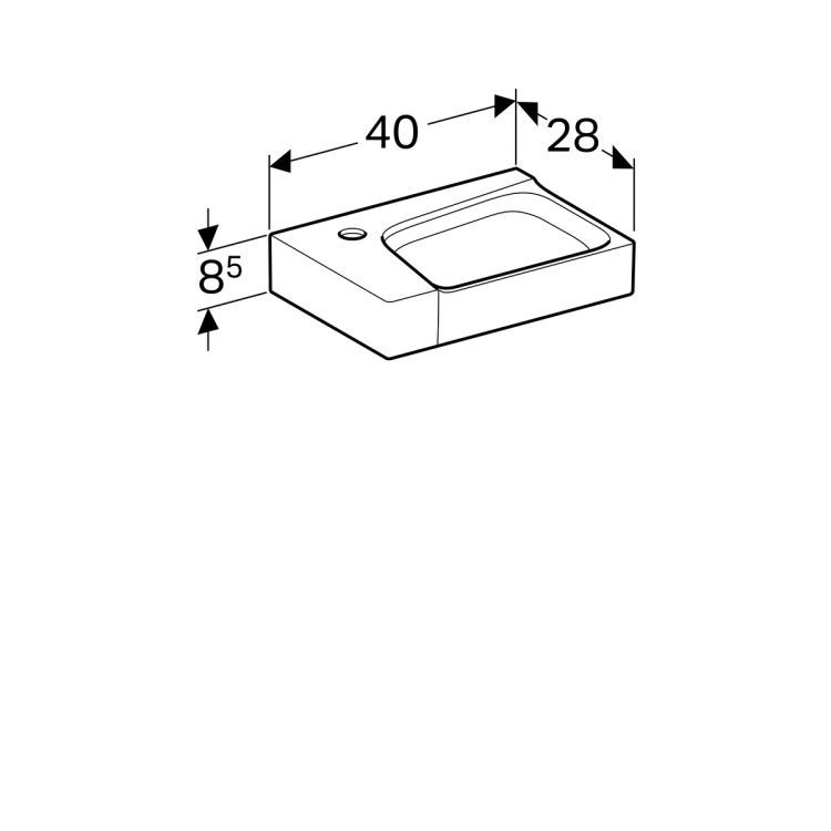 Раковина Geberit Xeno? с отверстием под смеситель слева 40х28 [500.528.01.1]