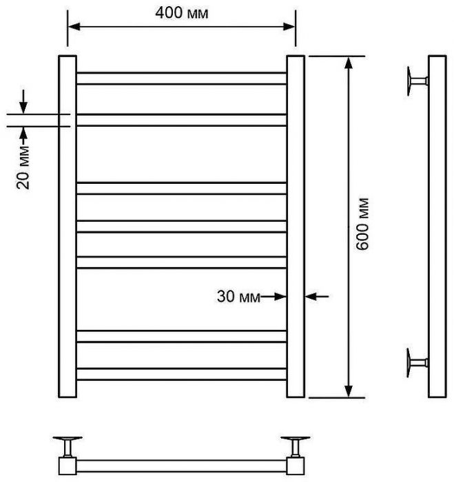Водяной полотенцесушитель Comfysan Pioli-K W-6 60x40 014148 Хром