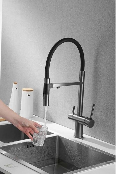 Смеситель для кухни Rose R958T цвет Пепельный Черный