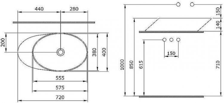 Раковина-чаша Bocchi Vessel 72 1013-005-0125 Черная глянцевая