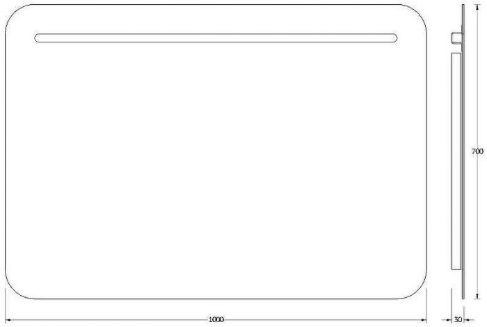 Зеркало Evoform Ledline 70x100 BY 2147 с подсветкой 8.5 W - без выключателя