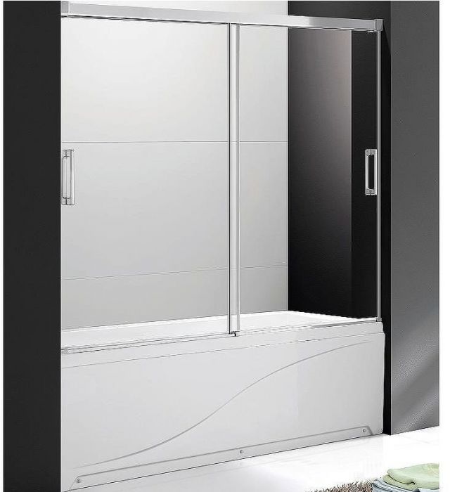 Шторка на ванну Cezares Tandem Soft 170 TANDEM-SOFT-VF-2-170/145-C-Cr-IV профиль Хром стекло прозрачное