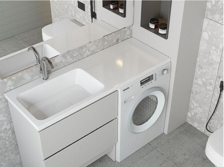 Раковина Madera Kamilla 130 L 4627173210591 на стиральную машину Белая Раковина Madera Kamilla 130 L 4627173210591 на стиральную машину Белая