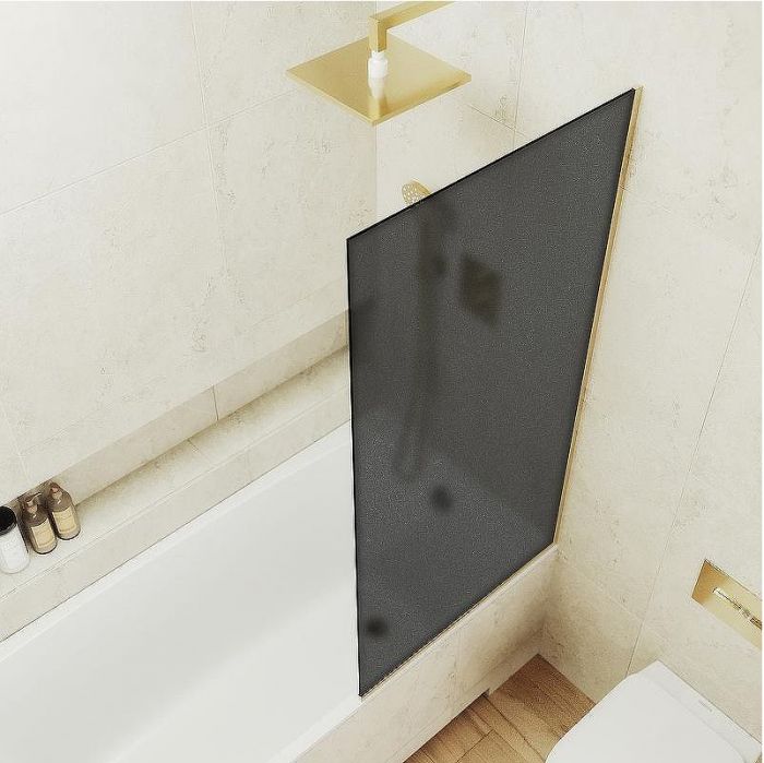 Шторка на ванну Maybah Glass MGV-88-3у 800x1400 в узком профиле Золото стекло графитовое матовое