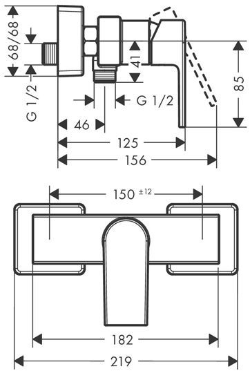 Hansgrohe Vernis Shap Смеситель для душа, однорычажный, цвет: матовый черный