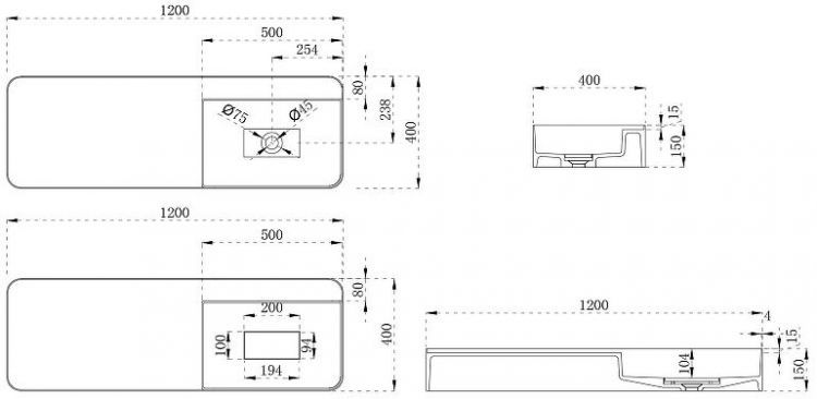 Раковина Abber Stein 120 AS2627-1.2 Белая матовая