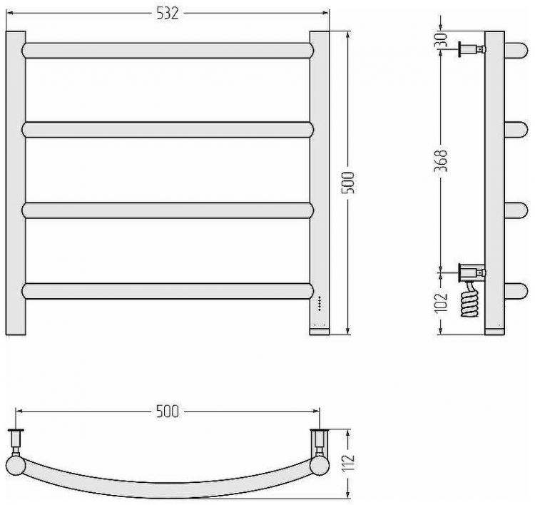 Электрический полотенцесушитель Сунержа Галант 4.0 500x500 R 31-0831-5050 Черный матовый