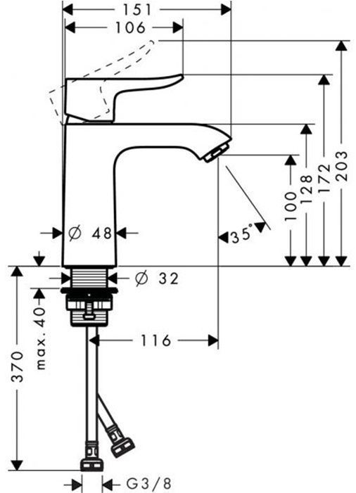 Hansgrohe Metris Смеситель для раковины, однорычажный, на 1 отв., излив: 15.1см., цвет: хром
