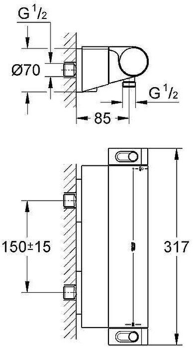 Смеситель для душа Grohe Grohtherm 2000 34469001 с термостатом Хром