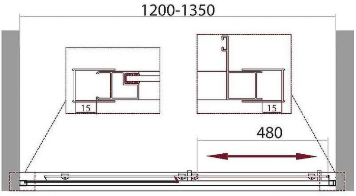 Душевая дверь BelBagno Unique 135 UNIQUE-BF-1-120/135-C-Cr профиль Хром стекло прозрачное