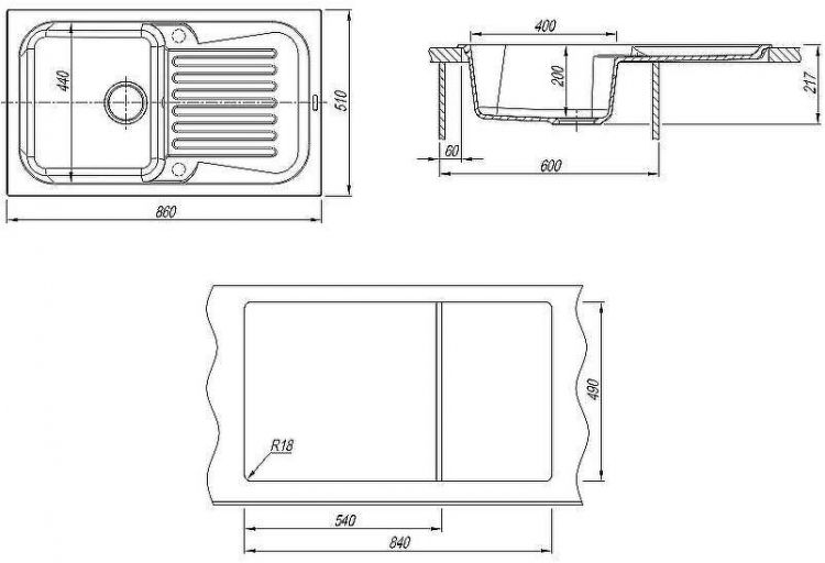 Кухонная мойка Florentina Арона-860 20.225.D0860.107 Песочная