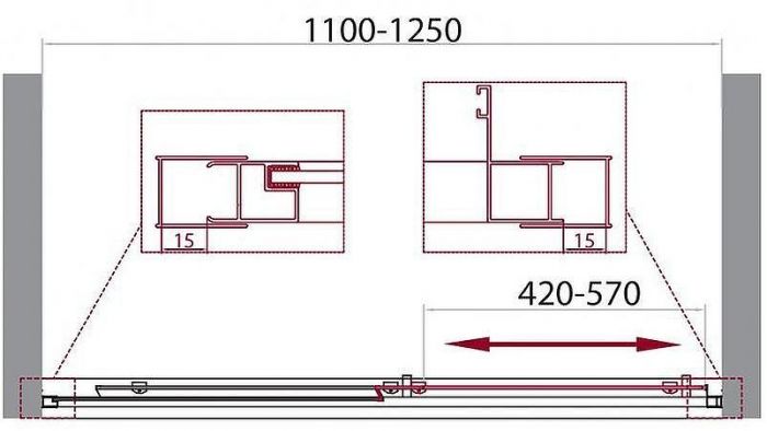 Душевая дверь BelBagno Unique 125 UNIQUE-BF-1-110/125-C-Cr профиль Хром стекло прозрачное