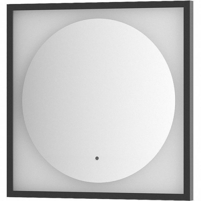 Зеркало Defesto Eclipce 60х60 DF 2231R с подсветкой 12W-3000К/в багетной раме/ИК - выключатель/Теплый белый свет/Черная рама