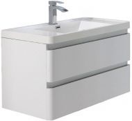 Тумба с раковиной Parly Spa Gucci 80 Gucci80 10119 подвесная Белая глянцевая