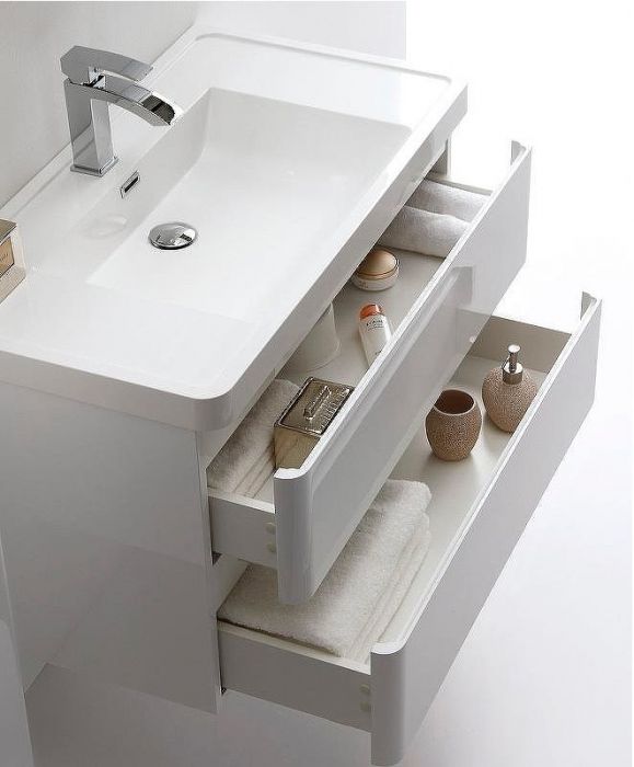 Тумба с раковиной Parly Spa Gucci 80 Gucci80 10119 подвесная Белая глянцевая