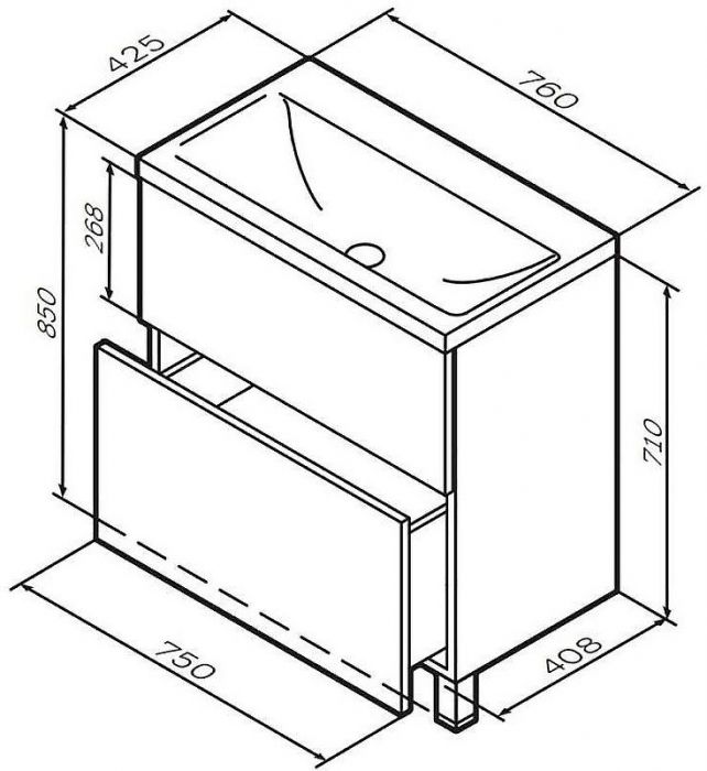 Тумба под раковину AM.PM Gem 75 M90FSX0752HF Орех