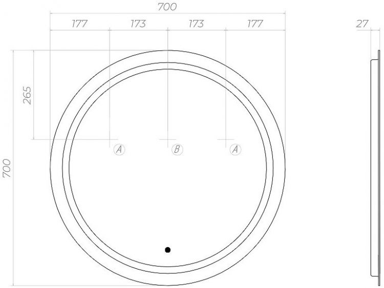 Зеркало Vigo Holly Classic 70 z.HOL.70.CLASSIC с подсветкой c сенсорным выключателем