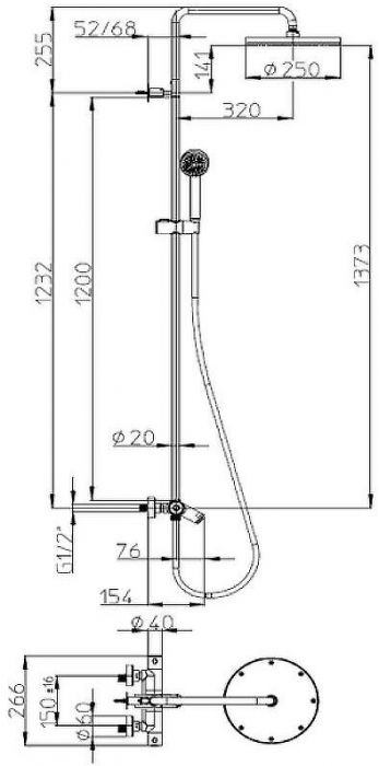 Душевая система Bossini Elios L10401.1.030 с термостатом Хром