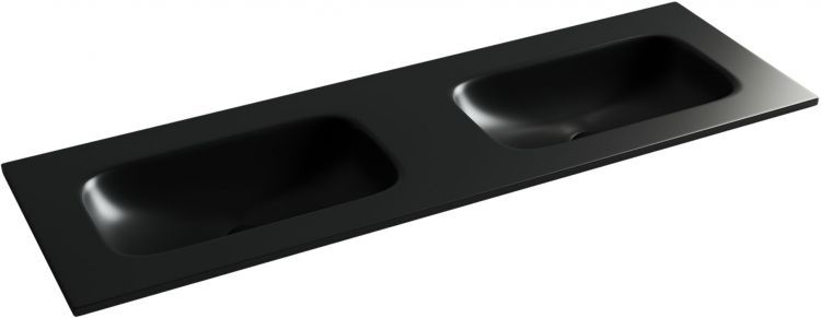 Раковина накладная SANCOS мебельная CERAMICANOVA Grace прямоугольная 1410x457x137 мм, с двумя чашами без отверстий под смеситель, цвет черный матовый, CN7022MBwx, CN7022MBwx
