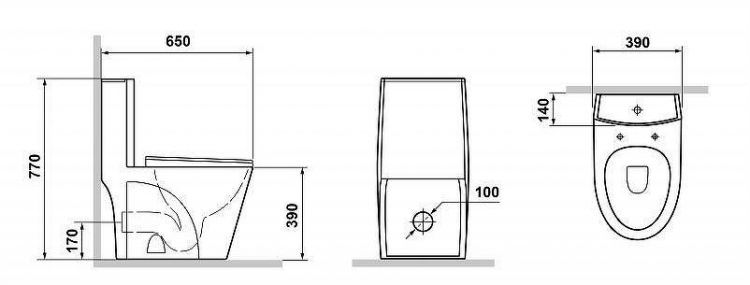 Унитаз моноблок Laguraty 2100AWC с бидеткой с бачком и сиденьем Микролифт