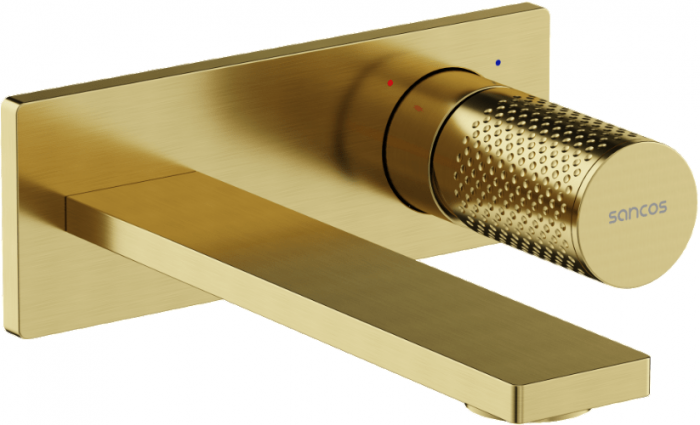 Смеситель для раковины SANCOS Nexus с внутренней частью, брашированное золото, PVD покрытие, SC9013BG