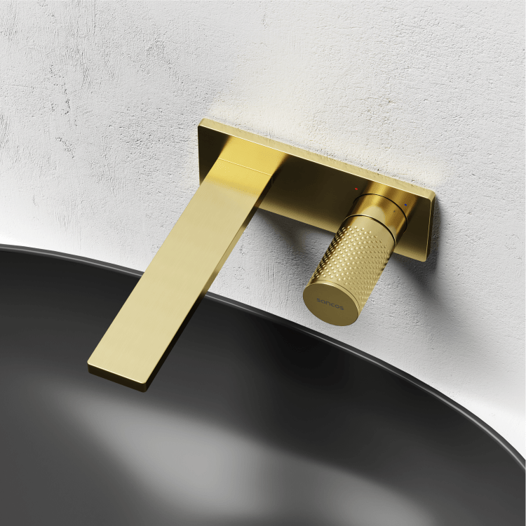 Смеситель для раковины SANCOS Nexus с внутренней частью, брашированное золото, PVD покрытие, SC9013BG