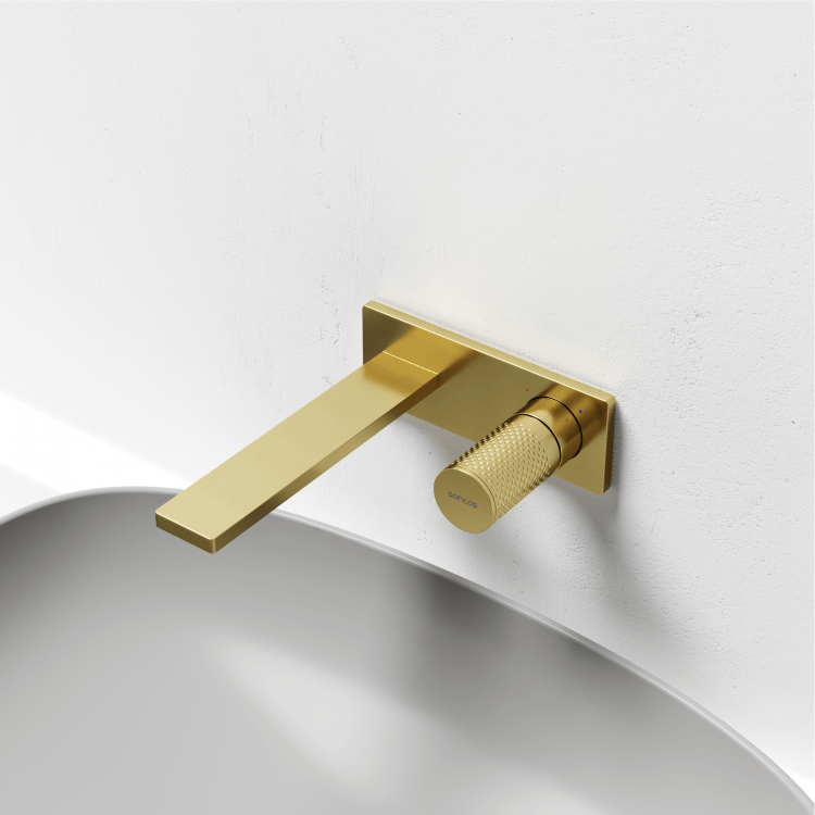 Смеситель для раковины SANCOS Nexus с внутренней частью, брашированное золото, PVD покрытие, SC9013BG