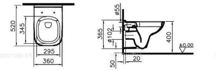 Комплект унитаза с инсталляцией Vitra S 20 9004B003-7207 с сиденьем Микролифт и клавишей смыва Хром глянец