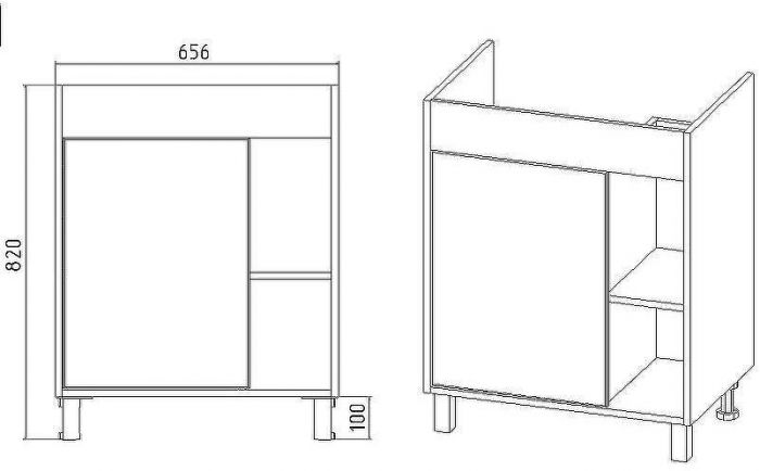 Тумба под раковину VIANT Бостон 70 VBOS70CO-T1ST Белая Дуб Вотан