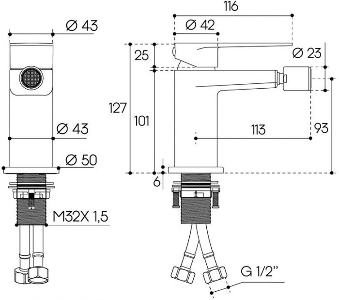 Смеситель для биде AQUEDUTO LINHA,  хром (LIN0500)