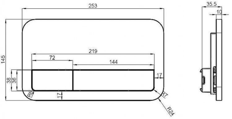 Клавиша смыва Villeroy&Boch ViConnect 92249069 Хром матовый