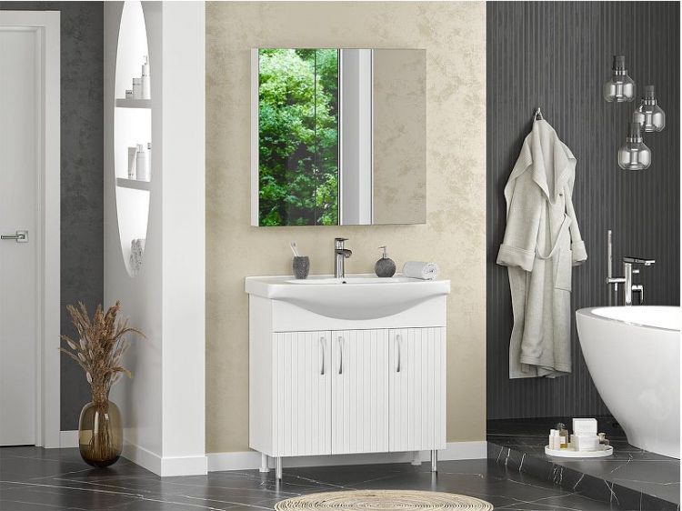 Тумба с раковиной Misty Изео 85 УТ000015764 Белая